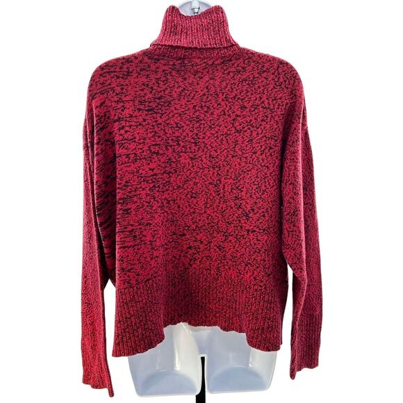 Bryn Walker Red Turtle Neck Oversized Cotton S Sweater Classic Heritage Cabin - Picture 3 of 9